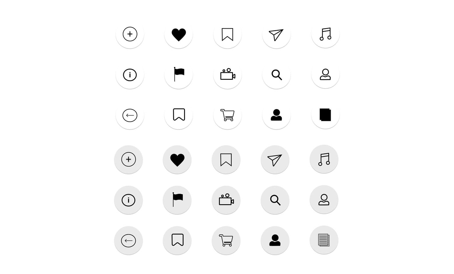 Minimal Instagram highlight icons on white circular covers